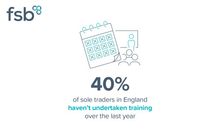 <center>[Image text] 40% of sole traders in England haven’t undertaken training over the last year</center>