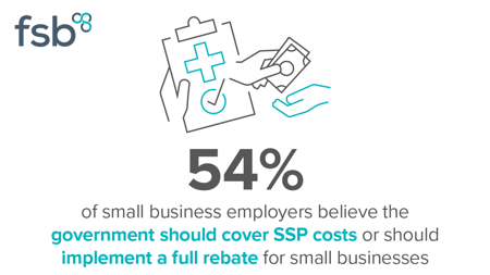 <center>[Image text] 54% of small business employers believe the government should cover SSP costs or should implement a full rebate for small businesses</center>
