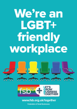 an image showing the text We're an LGBT+ friendly workplace