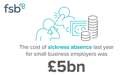 <center>[Image text] The cost of sickness absence last year for small business employers was £5bn</center>