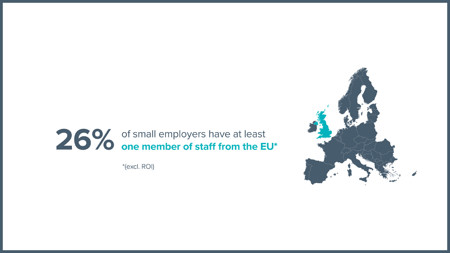 26%  of small employers have at least one member of staff from the EU (excl. ROI)