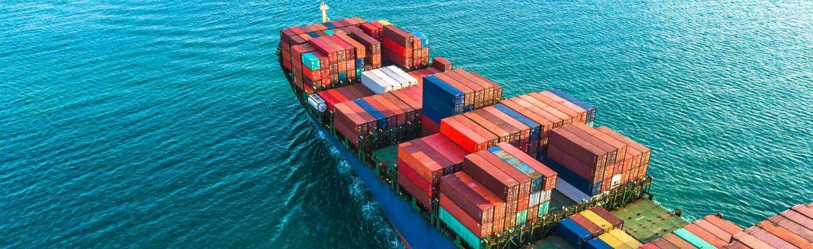 Aerial view container cargo ship