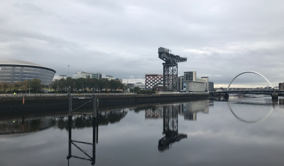 Glasgow's Riverside, featuring the Finnieston Crane, SSE Hydro and the Shoogly Bridge